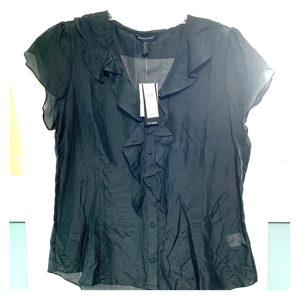 Sheer charcoal banana republic button down blouse
